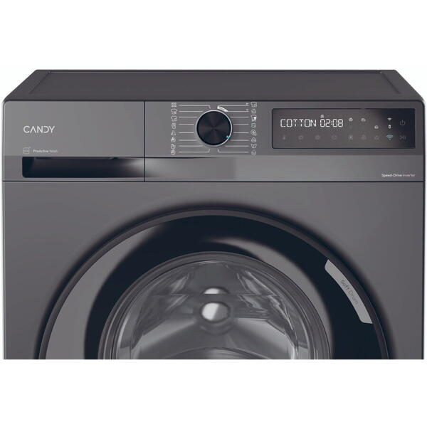 Masina de spalat rufe Candy ProWash 500 BR 410B8G-S, 10 kg, 1400 RPM, 16 programe, Motor Inverter, Steam, Soft Drum, Dual Spray, Wifi, Clasa A, Antracit