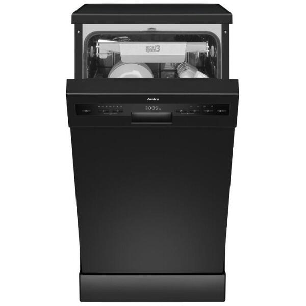 Masina de spalat vase Amica DFM46C8EOiBH, 10 seturi, 8 programe, Clasa C, Negru