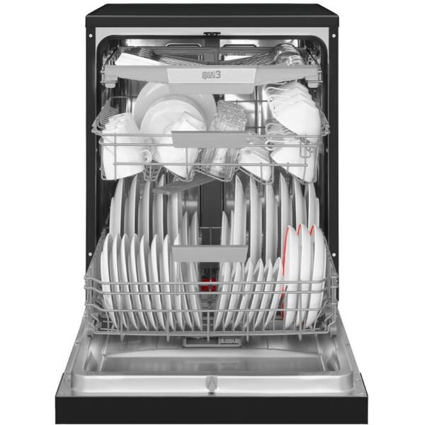 Masina de spalat vase Amica DFM66C8EOiBH, 14 seturi, 7 programe, Clasa C, Negru