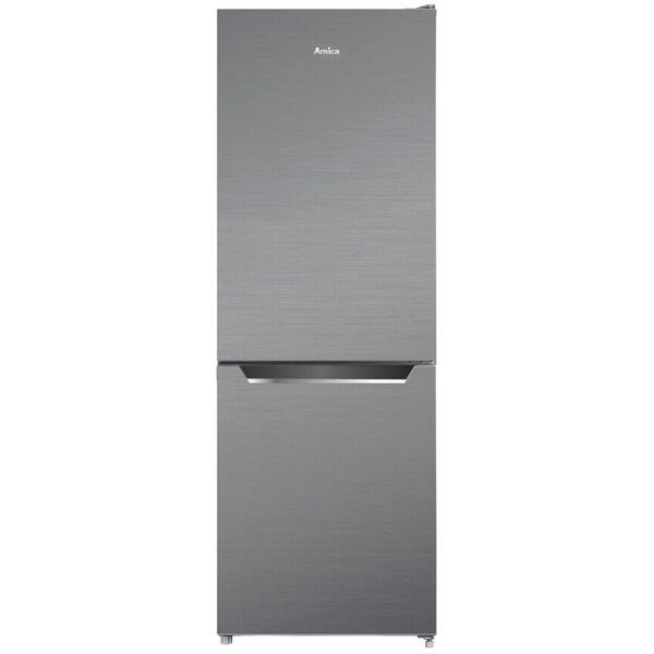 Combina frigorifica Amica FK2425.4UNTX, H 160 cm, 227 L, Usa dubla, Clasa E, Otel inoxidabil