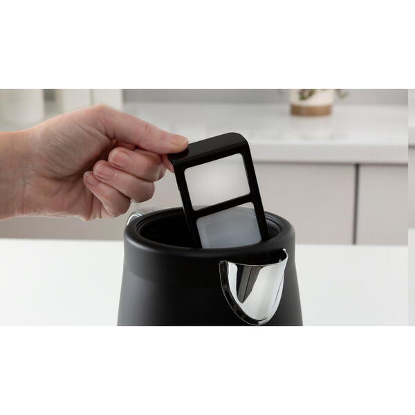 Fierbator de apa Morphy Richards Illumination 108020, 1.7 L, 2200 W, gradatie transparenta, compartiment cablu, filtru anti-calcar, Negru