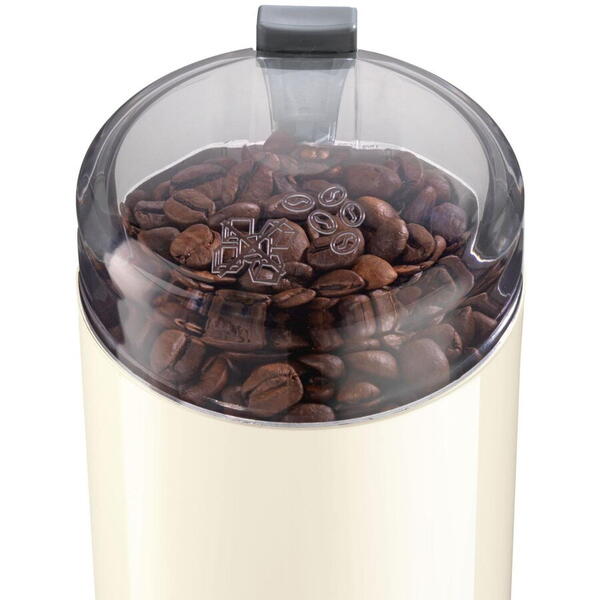 Rasnita de cafea Bosch, culoare crem, capacitate 75 g cafea boabe, putere 180 W