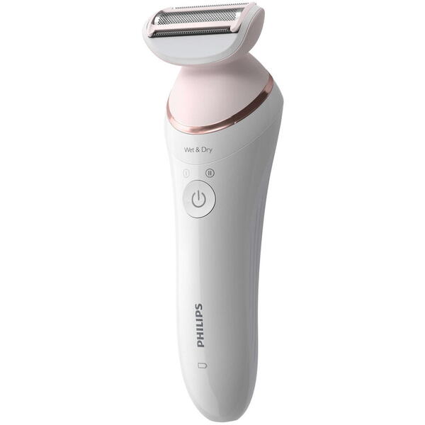 Epilator umed si uscat Philips Seria 8000 BRE730/10, 7 accesorii, 32 pensete, utilizare fara fir, 2 setari viteza, opti-light, discuri ceramice, Argintiu