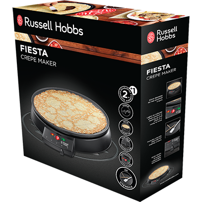 Russel Hobbs Aparat pentru preparat clatite Russell Hobbs 20920-56 Fiesta, 1000W, 30 cm, Termostat, Invelis antiaderent, Negru