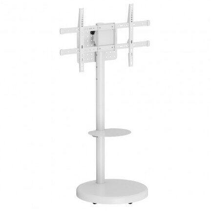 Stand TV mobil pe roti, raft pentru dispozitive multimedia, 37 - 86 inch, reglabil, Alb, Techly, ICA-TR55