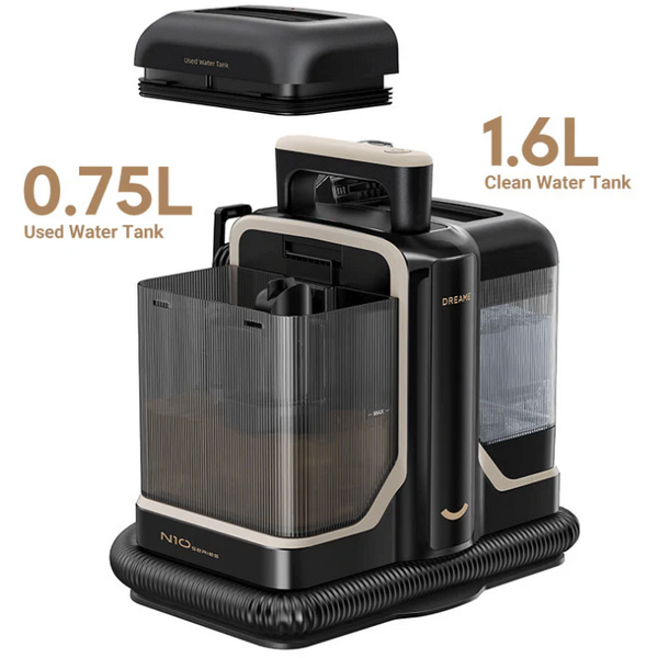 Aspirator Dreame N10, putere de aspirare 12.000Pa, curatare cu apa calda pana la 60 de grade, design compact, Negru