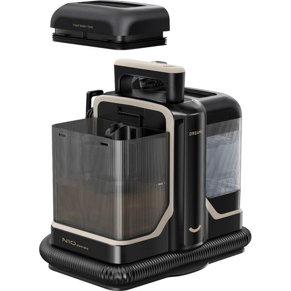 Aspirator Dreame N10, putere de aspirare 12.000Pa, curatare cu apa calda pana la 60 de grade, design compact, Negru