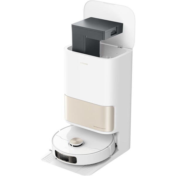 DREAME L10s Pro Ultra Heat aspirator robot 7000Pa, mop rotativ DuoScrub, MopExtend, navigaie AI Pathfinder, staie DualBoost 2.0 cu golire automat, splare mop cu ap cald 58C, uscare cu aer cald, baterie 5200mAh, autonomie 200 min, control smar, alb