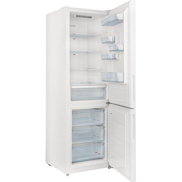 Combina frigorifica Total No Frost Daewoo volum net 310L (224/86), clasa E, control electronic, iluminare LED, nivel zgomot redus 41 dB, inghetare rapida, Alb