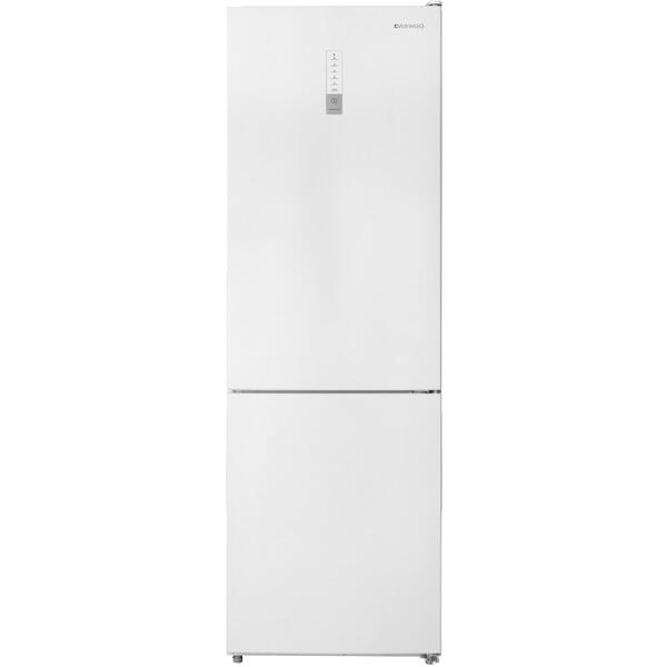 Combina frigorifica Total No Frost Daewoo volum net 310L (224/86), clasa E, control electronic, iluminare LED, nivel zgomot redus 41 dB, inghetare rapida, Alb