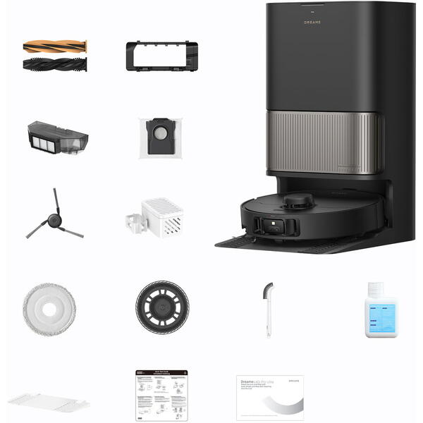 Robot de aspirare Dreame L40s Pro Ultra RLL74CE-BK, detectare a obstacolelor, depasire obstacol 4CM, perie dubla anti-incurcare, aspirare 19000Pa, negru