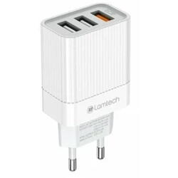 Incarcator retea Lamtech 1xUSB QC3.0 2xUSB 3A Alb