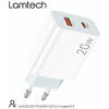 Incarcator retea Lamtech QC3.0 PD 20W 1xUSB 1xUSB Type-C Alb