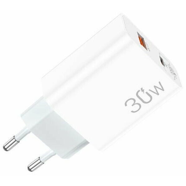 Incarcator retea Lamtech QC3.0 PD 30W 1xUSB 1xUSB Type-C Alb