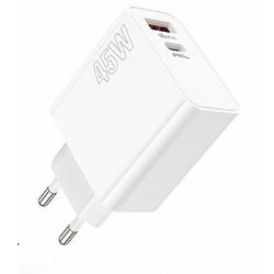Incarcator retea Lamtech QC3.0 PD 45W 1xUSB 1xUSB Type-C Alb