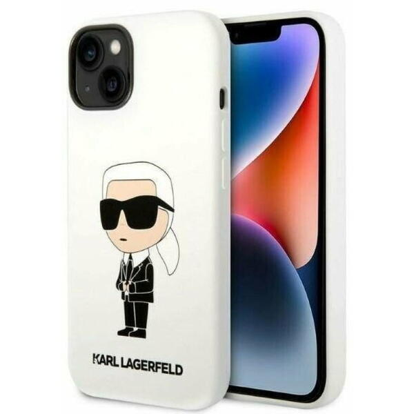 Husa de protectie Karl Lagerfeld Liquid Silicone Ikonik NFT pentru iPhone 14 Plus Alb
