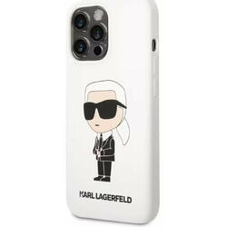 Husa de protectie Karl Lagerfeld Liquid Silicone Ikonik NFT pentru iPhone 13 Pro Max Alb