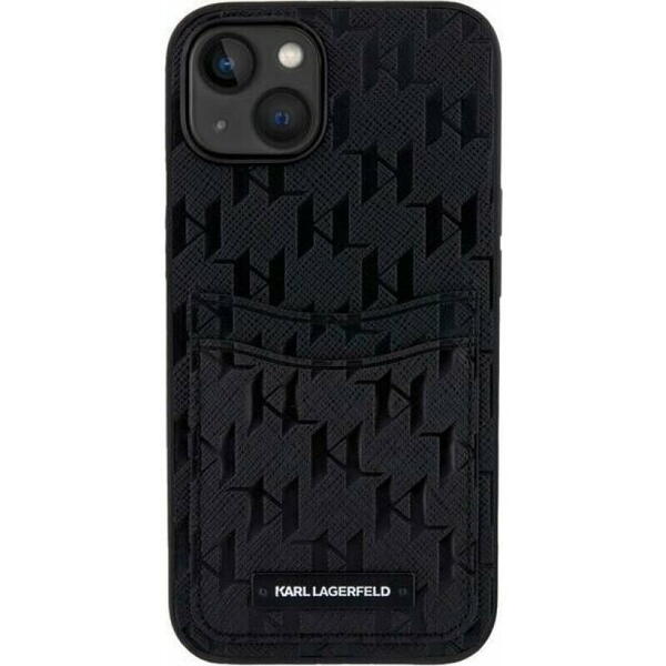 Husa de protectie Karl Lagerfeld Saffiano Monogram Card Slot pentru iPhone 14 Negru
