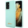 Husa de protectie Guess Silicone Metal Logo Script pentru Samsung Galaxy S21 Ultra 5G Vernil