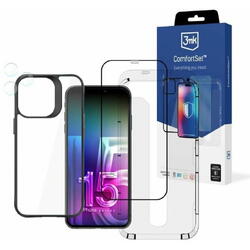 3MK Set 4in1-Husa Armor Case+ Folie Tempered Glass 9H Folie camera Lens Protection Rama profesionala aplicat folie- pentru iPhone 15 Pro Max