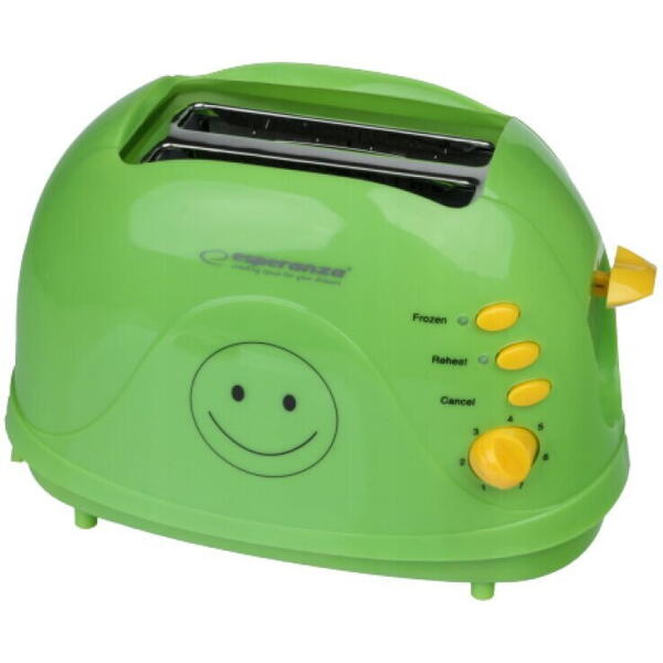 Prajitor de paine Esperanza Smiley EKT003 2 imagini toast 750W 3 in 1 Verde