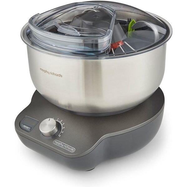 Mixer cu bol Morphy Richards Mix Star 400520, compact, 650W, vas inox 5 litri, 6 trepte de viteza, Inox