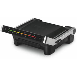 Grill electric Zelmer ZPR2600, 2000W, 6 niveluri, control electronic, programe automate, carcasa inox, dezghetare, tava pentru grasimi, negru