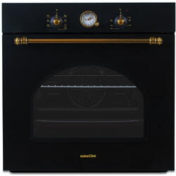 Cuptor incorporabil electric, 6 functii, 2 butoane, timer mecanic, 60L, sticla dubla, design rustic, antracit