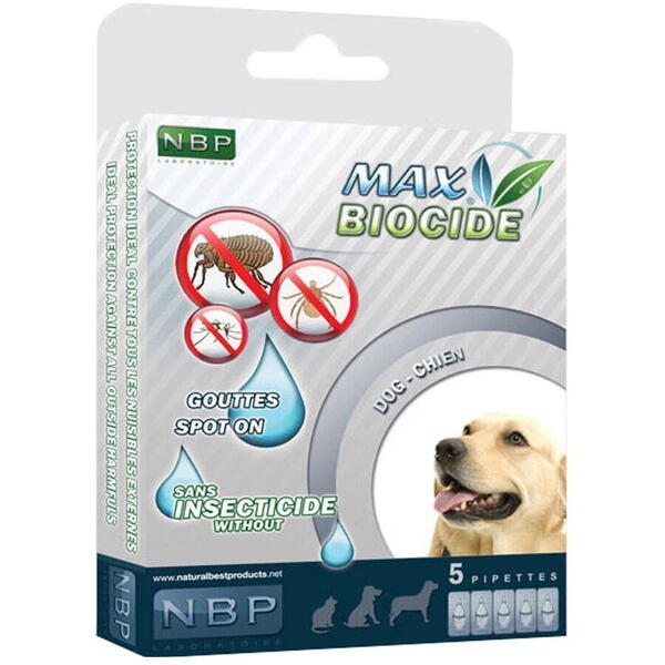 NATURAL BEST Pipete antiparazitare pentru caini, Max Biocide, 5 X 1 ML