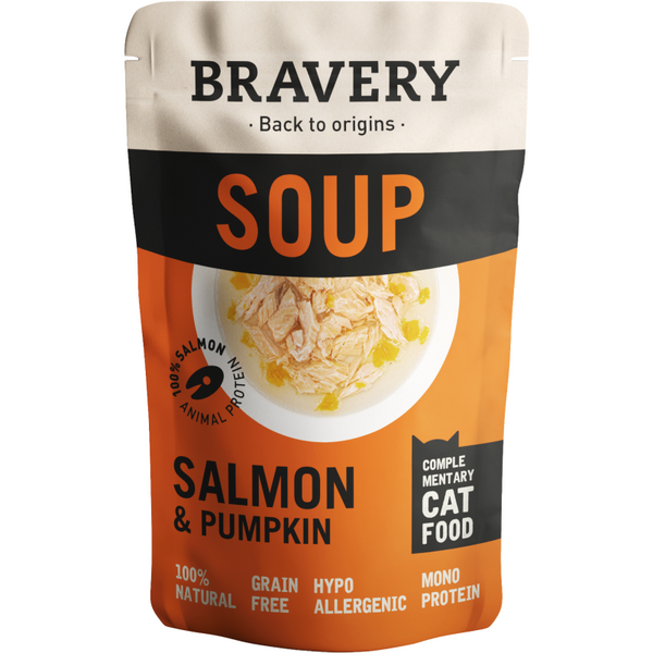 Bravery Cat Soup Cu Somon si Dovleac 40g