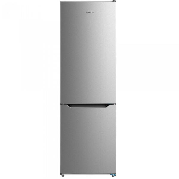 Combina Frigorifica Samus SCX398NFE, 310 L, Full No Frost, Clasa energetica E, Termostat cu control electronic, 3 sertare la congelator, H 188 cm, Inox/Argintiu
