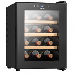 Racitor pentru vin Samus SRV37LM12, 33 l, 12 sticle, Clasa E, Iluminare LED, Temperatura ajustabila 8-18 C, Negru