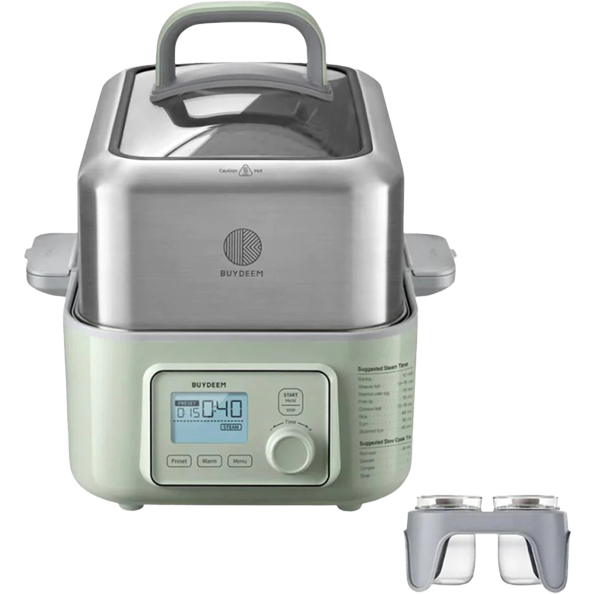 Aparat de gatit cu aburi BUYDEEM G564-CG/EU, 1500 W, 6 programe automate, 5 l, Verde