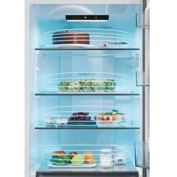 Combina frigorifica Candy ECN2CQTEX186, No Frost, 355 l, H 185 cm, Clasa E, Wi-Fi, inox