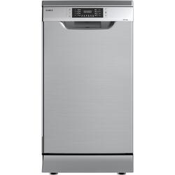 Masina de spalat vase Samus SDX410.8, 10 seturi, Latime 45 cm, 8 Programe, Clasa energetica E, Afisaj electronic, Pornire intarziata, Inox/Argintiu