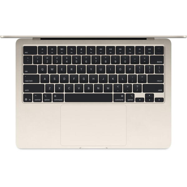 Notebook Laptop Apple MacBook Air 13", cu procesor Apple M4, 10 nuclee CPU si 10 nuclee GPU, 24GB RAM, 512GB, Starlight, Tastatura Internationala, Manual RO