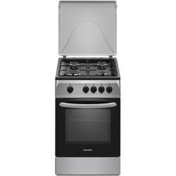 Aragaz Nobeltek NLT 5551S/G1, 50x50, plita gaz, cuptor gaz, siguranta plita si cuptor, echipat cu diuze GPL, diuze GN de schimb, capac tabla, silver