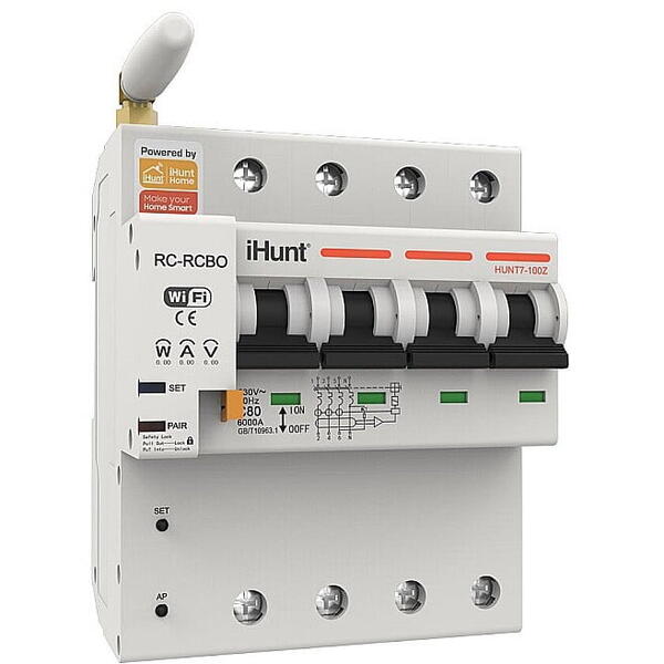 Siguranta automata inteligenta cu contorizare iHunt Home WIFI Smart Circuit Breaker with Metering Function 4P 40A, WiFi, 4 poli, 3P+N, 40A, iHunt Home App