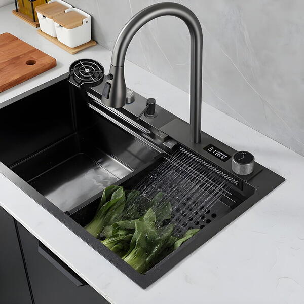 Chiuveta multifunctionala iHunt SC005, cascada apa, display LED cu afisaj electronic, sistem spalare, pahare cap robinet retractabil, robinet apa filtrata, accesorii incluse