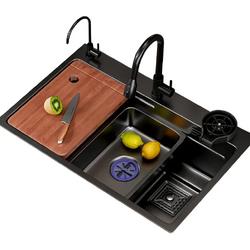 Chiuveta multifunctionala iHunt Sink SC035, sistem spalare pahare, robinet apa filtrata, cap robinet retractabil, accesorii incluse