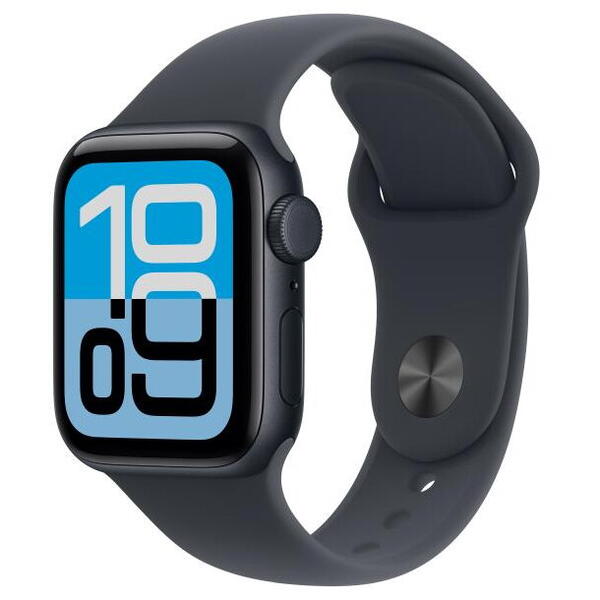 Apple Watch SE (2025), GPS + Cellular, Carcasa Midnight Aluminium 40mm, Midnight Sport Band - M/L