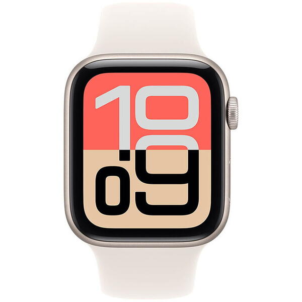 Apple Watch SE (2025), GPS, Carcasa Starlight Aluminium 40mm, Starlight Sport Band - S/M