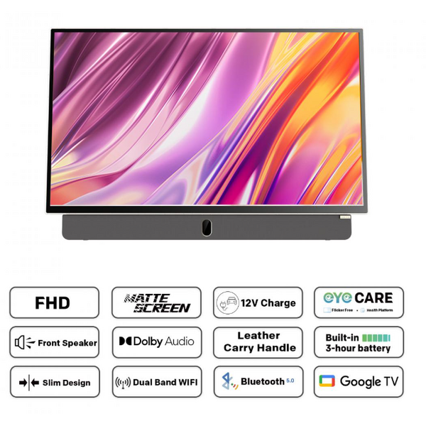 Televizor portabil METZ LED 24MPE7000, 60 cm, Smart Google TV , Full HD, 220/12V, 3h battery, Clasa E (Model 2025)