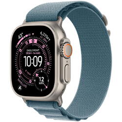Apple Watch Ultra 3, GPS + Cellular, Carcasa Natural Titanium 49mm, Light Blue Alpine Loop - Small