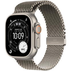 Apple Watch Ultra 3, GPS + Cellular, Carcasa Natural Titanium 49mm, Natural Titanium Milanese Loop - Small