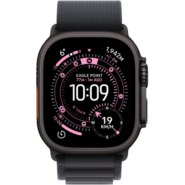 Apple Watch Ultra 3, GPS + Cellular, Carcasa Black Titanium 49mm, Black Alpine Loop - Small