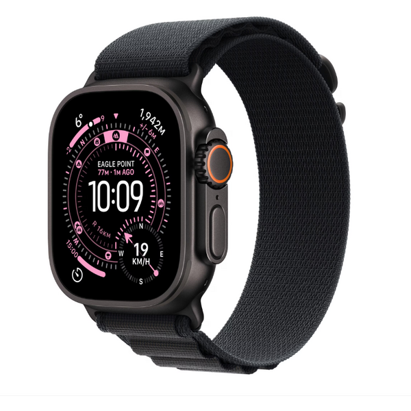 Apple Watch Ultra 3, GPS + Cellular, Carcasa Black Titanium 49mm, Black Alpine Loop - Small