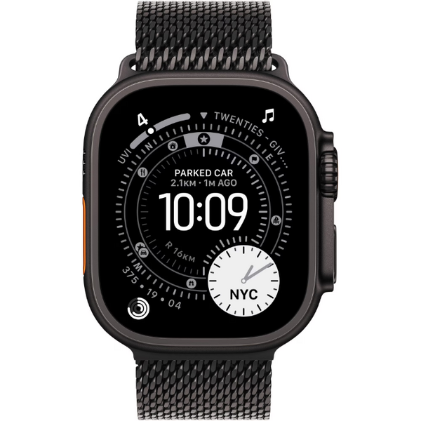 Apple Watch Ultra 3, GPS + Cellular, Carcasa Black Titanium 49mm, Black Titanium Milanese Loop - Small