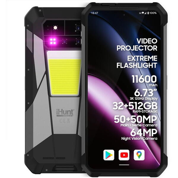 Telefon mobil iHunt Tank 4 Pro, 5G, Dual SIM, 6.73 inch, 36GB RAM, 512GB, Silver