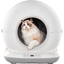 Litiera Automata iHunt Cat Smart Litter V7 Camera, 72l, Silentioasa, WiFi, Sterilizare UVC, Full HD, Dezodorizator Eliminare Miros, Senzor Greutate Miscare Gravitatie, Curatare Automata, Blocare copii, Netezire Nisip, Aplicatie Android / iOS, Gri